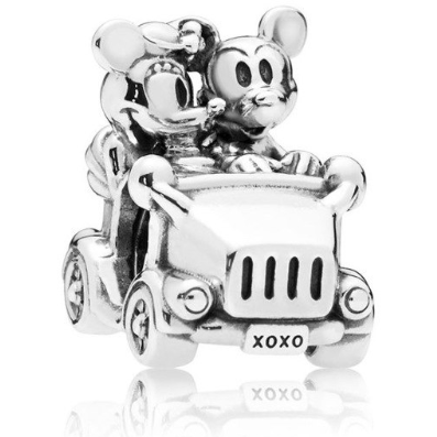 925 Sterling Silver Clear Minnie and Mickey Mouse CZ Bead