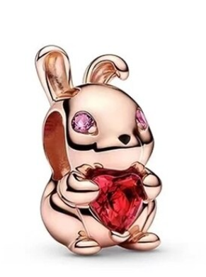 Rose Gold Bunny Heart Charm