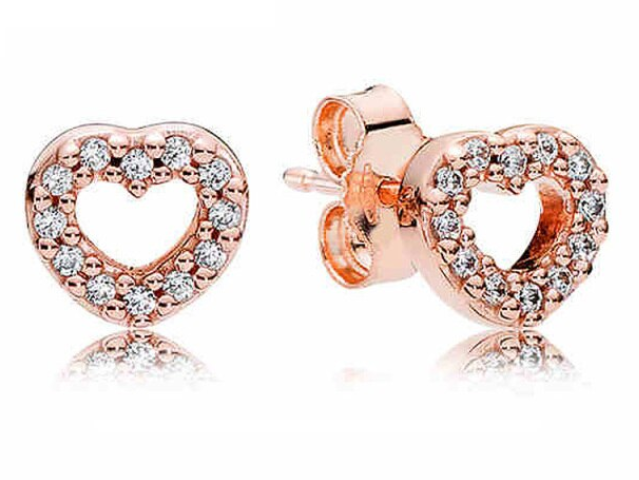 Rose Gold Heart CZ Earrings