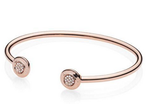 Rose Gold Plated Open Bangle With Crystal