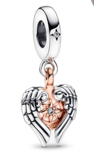 Load image into Gallery viewer, Rose Gold Plated Wing Silver Heart Charm
