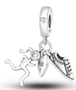 925 Sterling Silver Athlete Shoes Dangle Charm