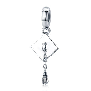 925 Sterling Silver Graduate Cap Dangle Charm