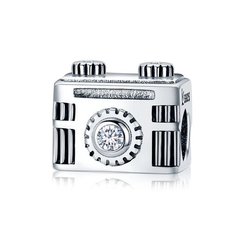 Original 925 Sterling Silver Sentimental Snapshots Camera Charm Fit Bracelet & Necklace Black Enamel DIY Jewelry SCC516