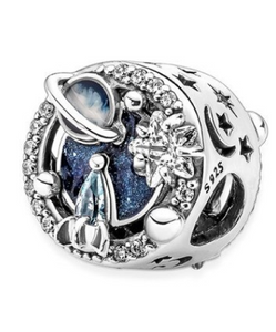 925 Sterling Silver Blue Moon & Star Bead Charm