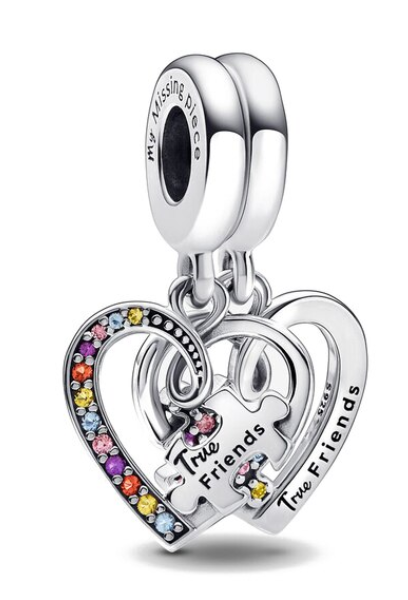 925 Sterling Silver True Friends My Piece Dangle Charm